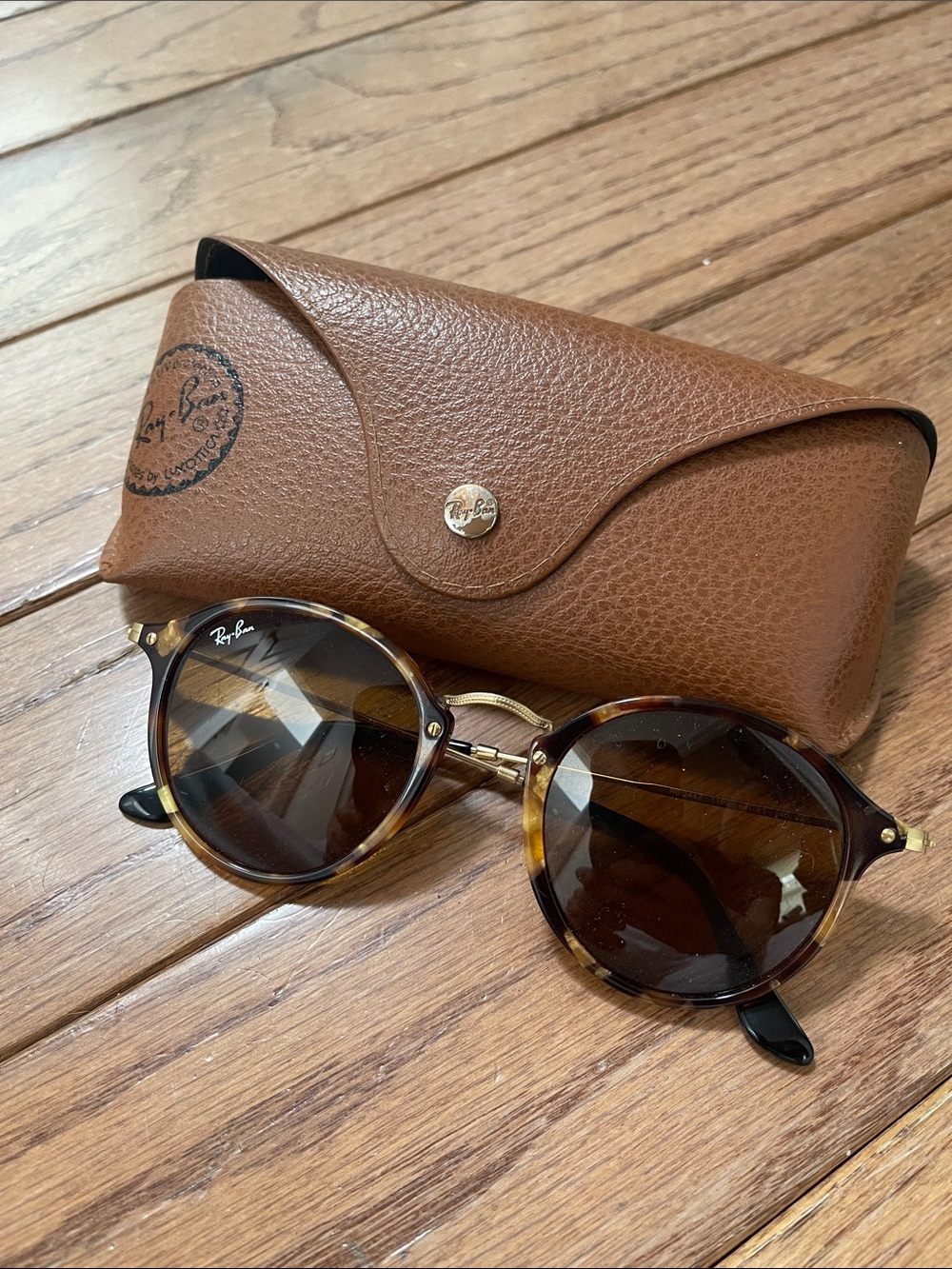 Ray-Ban Tortoise Frame with Gold Temples Sunglasses